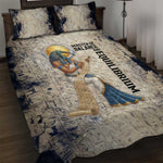 Thoth Quilt Bed Set Ibis Head and Ancient Scroll Egyptian Wisdom