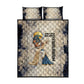 Thoth Quilt Bed Set Ibis Head and Ancient Scroll Egyptian Wisdom