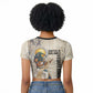 Thoth Raglan Cropped T shirt Ibis Head and Ancient Scroll Egyptian Wisdom