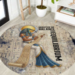 Thoth Round Carpet Ibis Head and Ancient Scroll Egyptian Wisdom