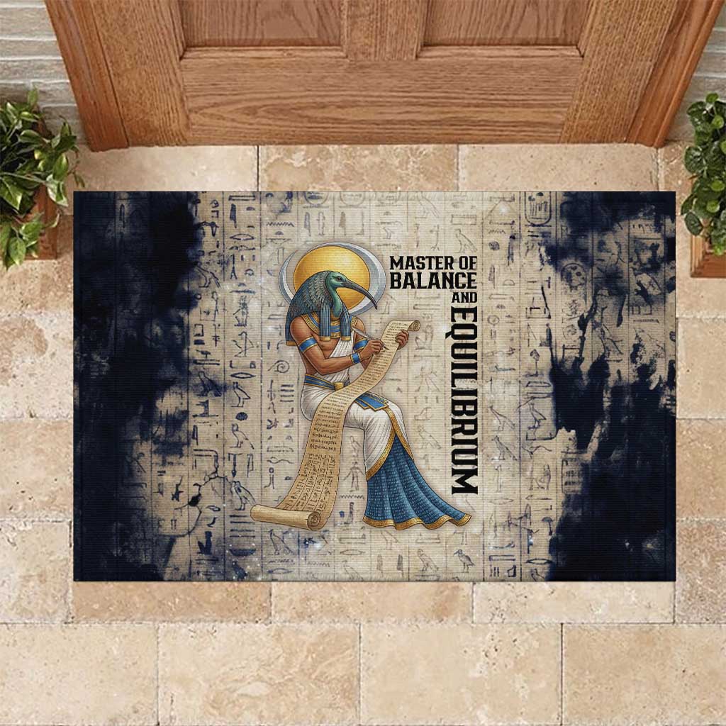 Thoth Rubber Doormat Ibis Head and Ancient Scroll Egyptian Wisdom