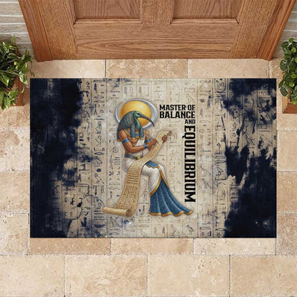 Thoth Rubber Doormat Ibis Head and Ancient Scroll Egyptian Wisdom