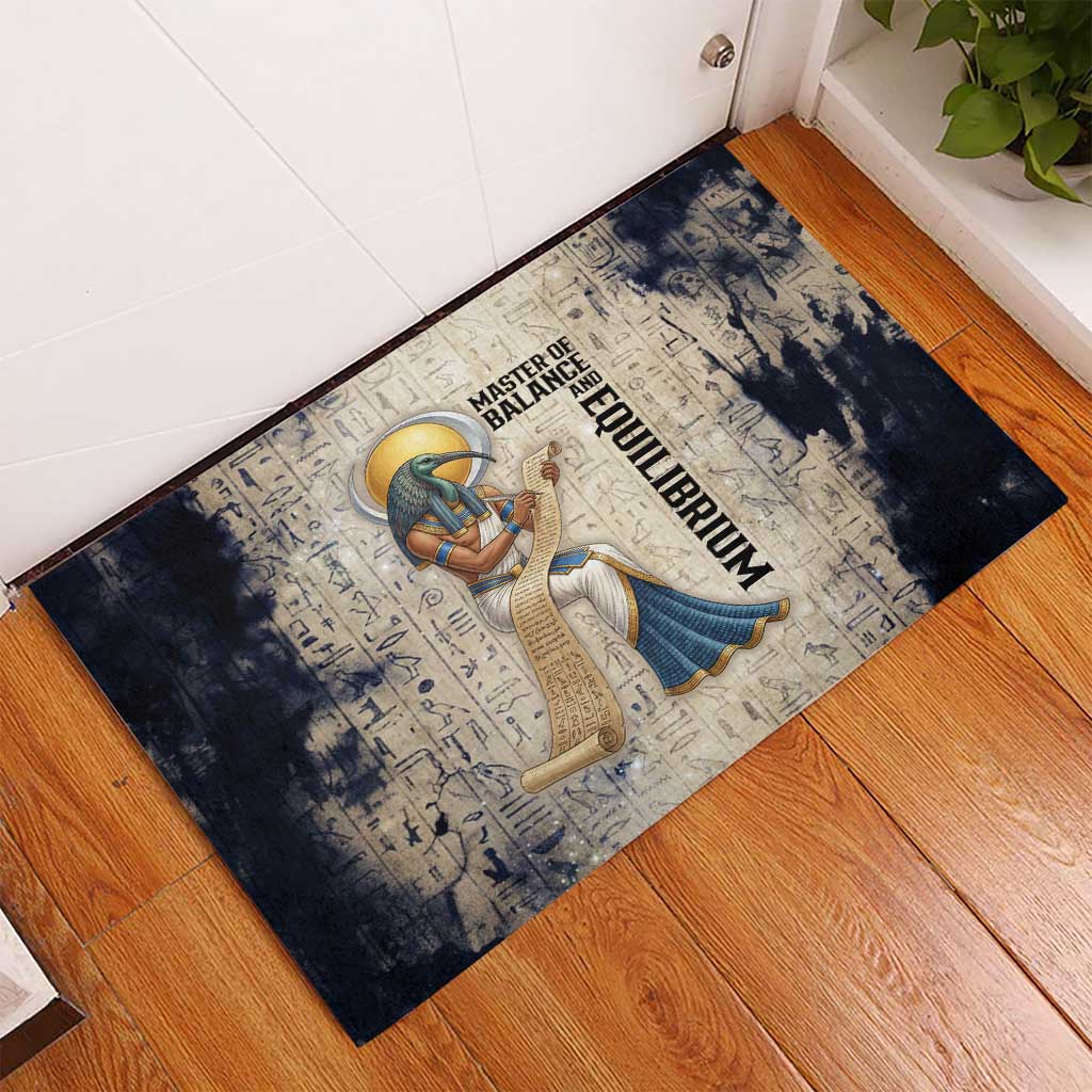 Thoth Rubber Doormat Ibis Head and Ancient Scroll Egyptian Wisdom