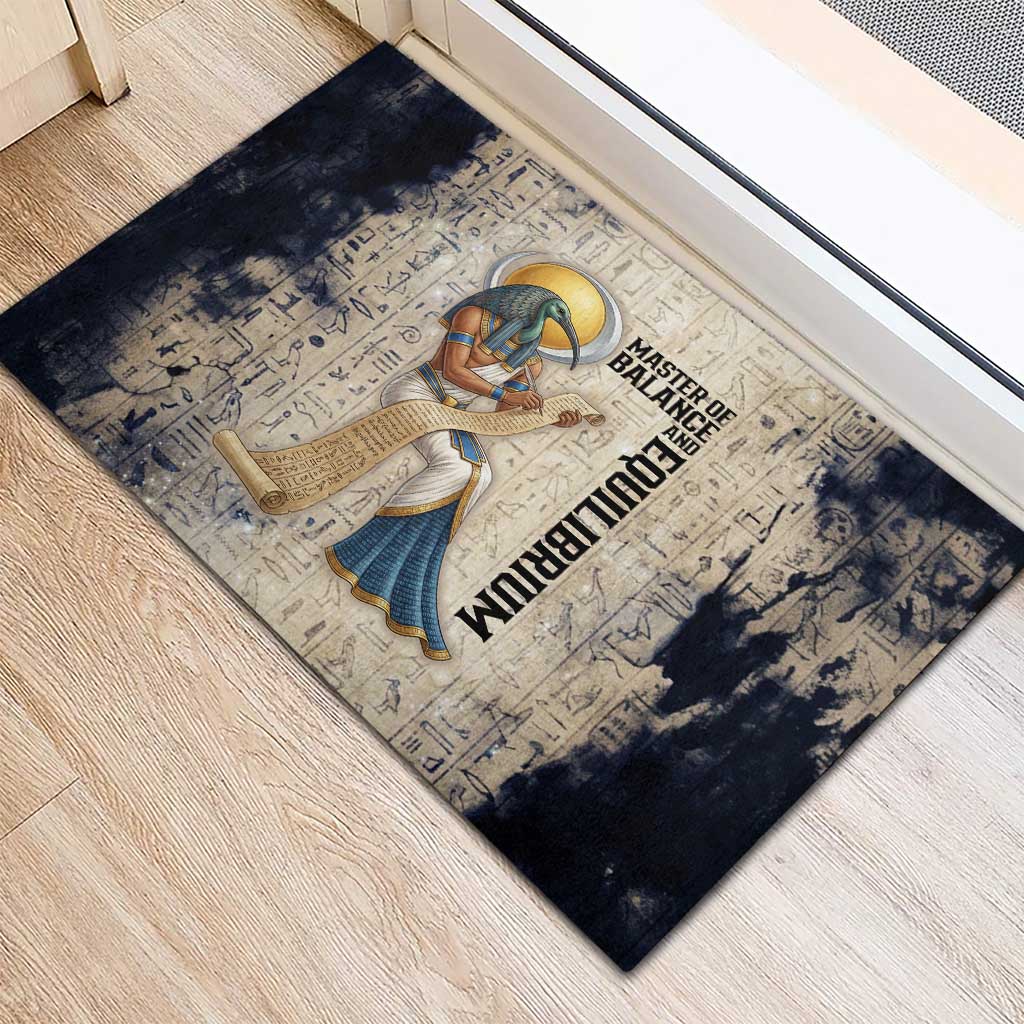 Thoth Rubber Doormat Ibis Head and Ancient Scroll Egyptian Wisdom