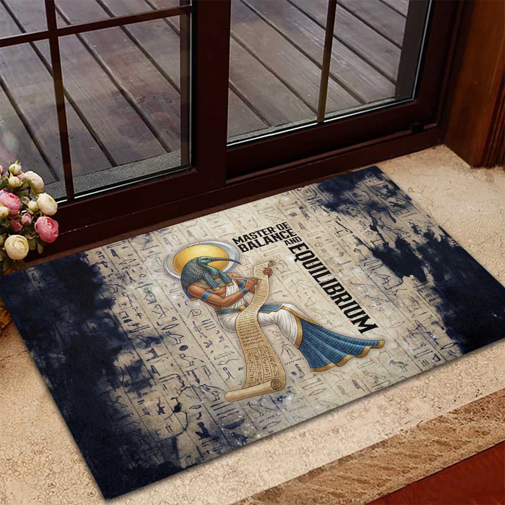 Thoth Rubber Doormat Ibis Head and Ancient Scroll Egyptian Wisdom