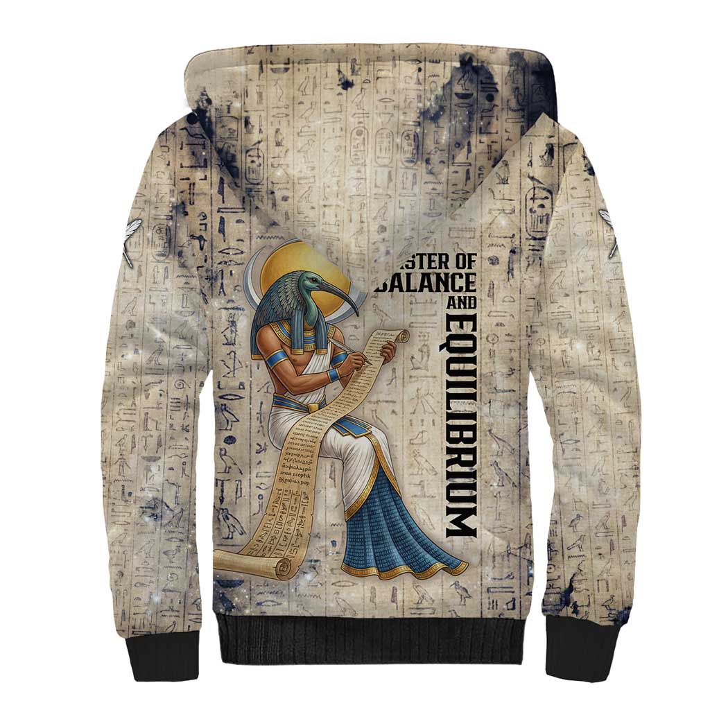 Thoth Sherpa Hoodie Ibis Head and Ancient Scroll Egyptian Wisdom