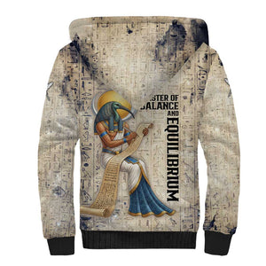Thoth Sherpa Hoodie Ibis Head and Ancient Scroll Egyptian Wisdom