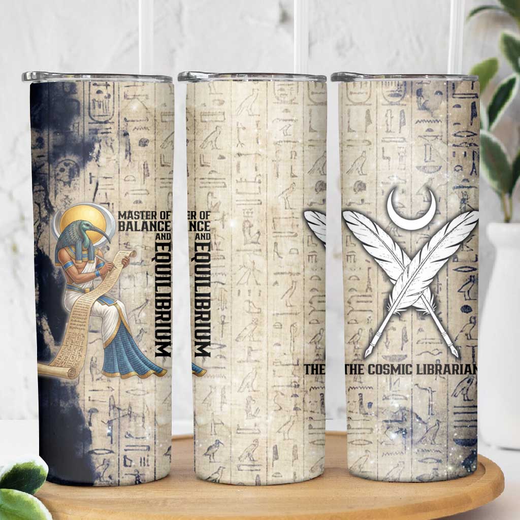 Thoth Skinny Tumbler Ibis Head and Ancient Scroll Egyptian Wisdom
