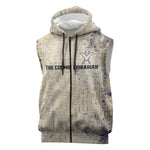 Thoth Sleeveless Zip Hoodie Ibis Head and Ancient Scroll Egyptian Wisdom