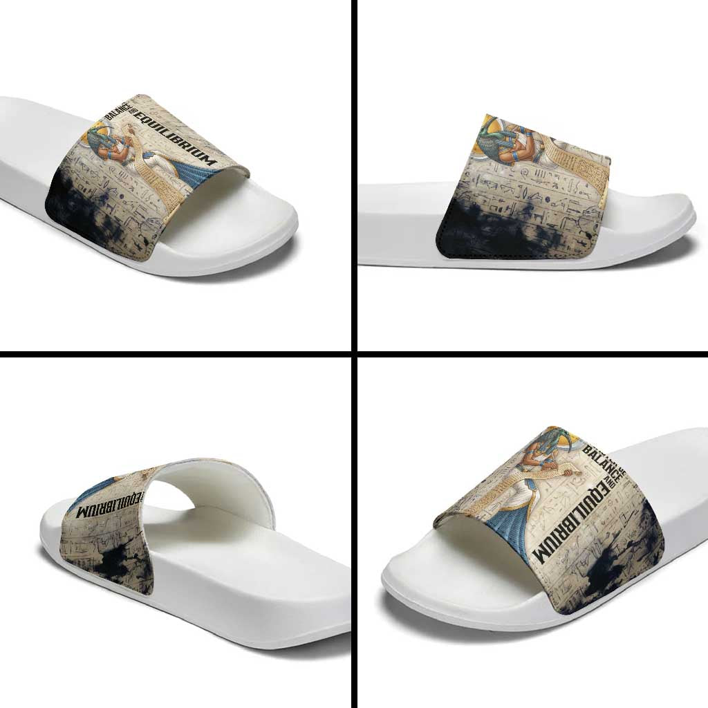 Thoth Slide Sandals Ibis Head and Ancient Scroll Egyptian Wisdom