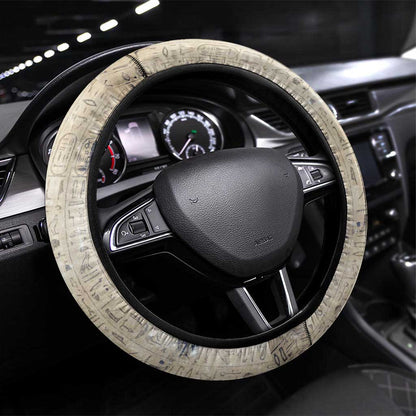 Thoth Steering Wheel Cover Ibis Head and Ancient Scroll Egyptian Wisdom