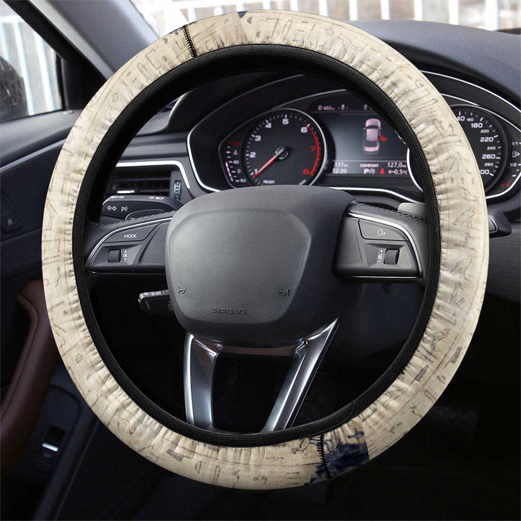 Thoth Steering Wheel Cover Ibis Head and Ancient Scroll Egyptian Wisdom