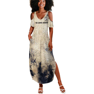 Thoth Summer Maxi Dress Ibis Head and Ancient Scroll Egyptian Wisdom