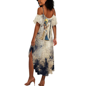 Thoth Summer Maxi Dress Ibis Head and Ancient Scroll Egyptian Wisdom