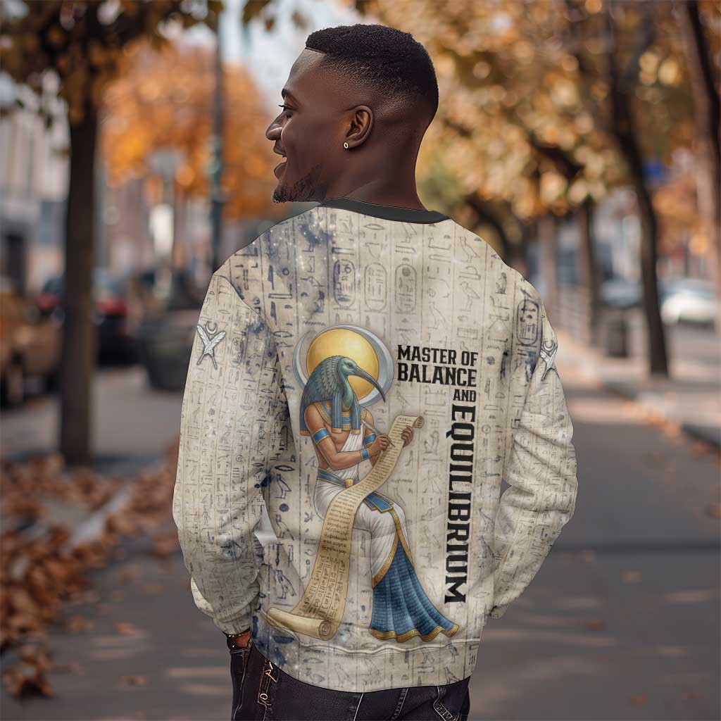 Thoth Sweatshirt Ibis Head and Ancient Scroll Egyptian Wisdom