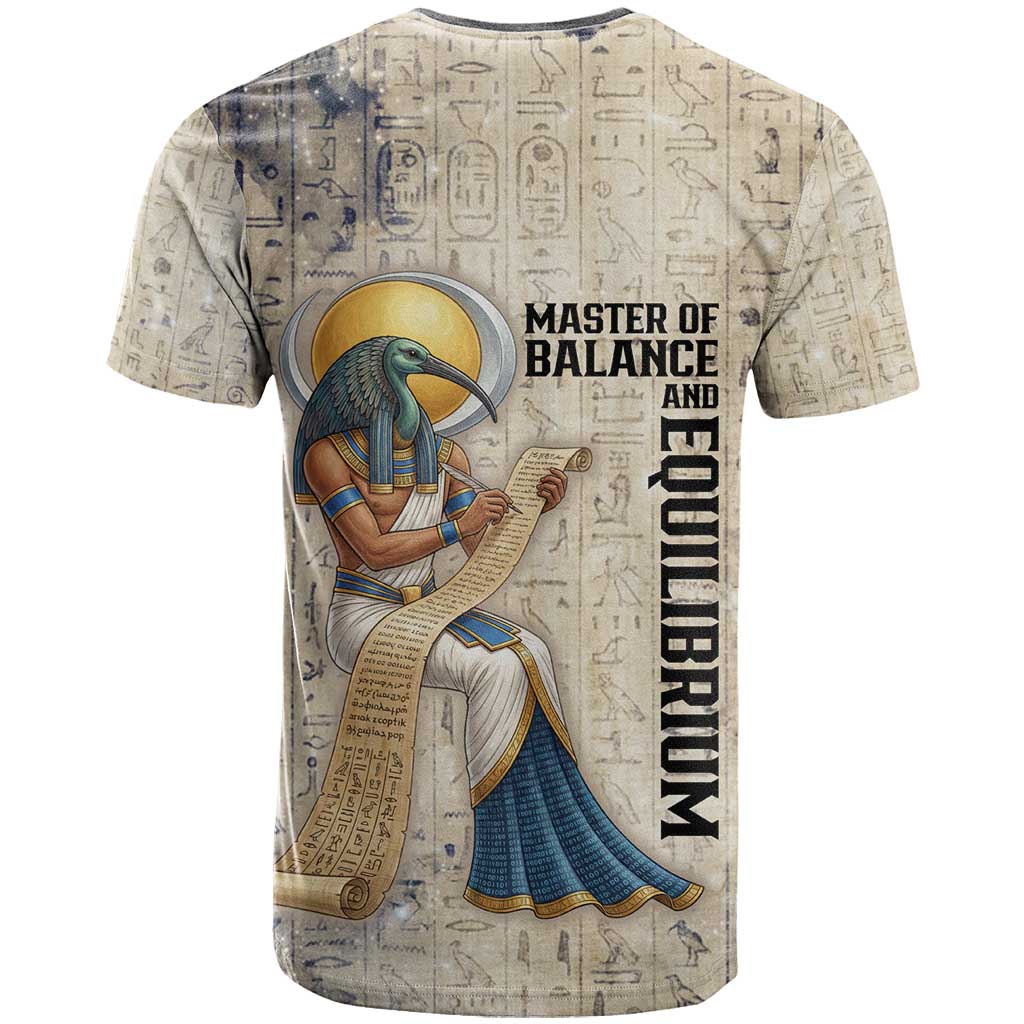 Thoth T shirt Ibis Head and Ancient Scroll Egyptian Wisdom