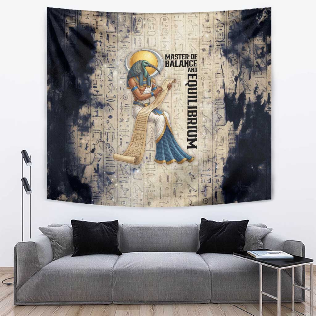 Thoth Tapestry Ibis Head and Ancient Scroll Egyptian Wisdom