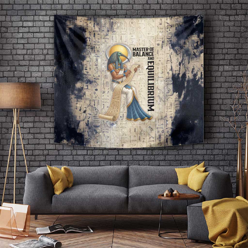 Thoth Tapestry Ibis Head and Ancient Scroll Egyptian Wisdom