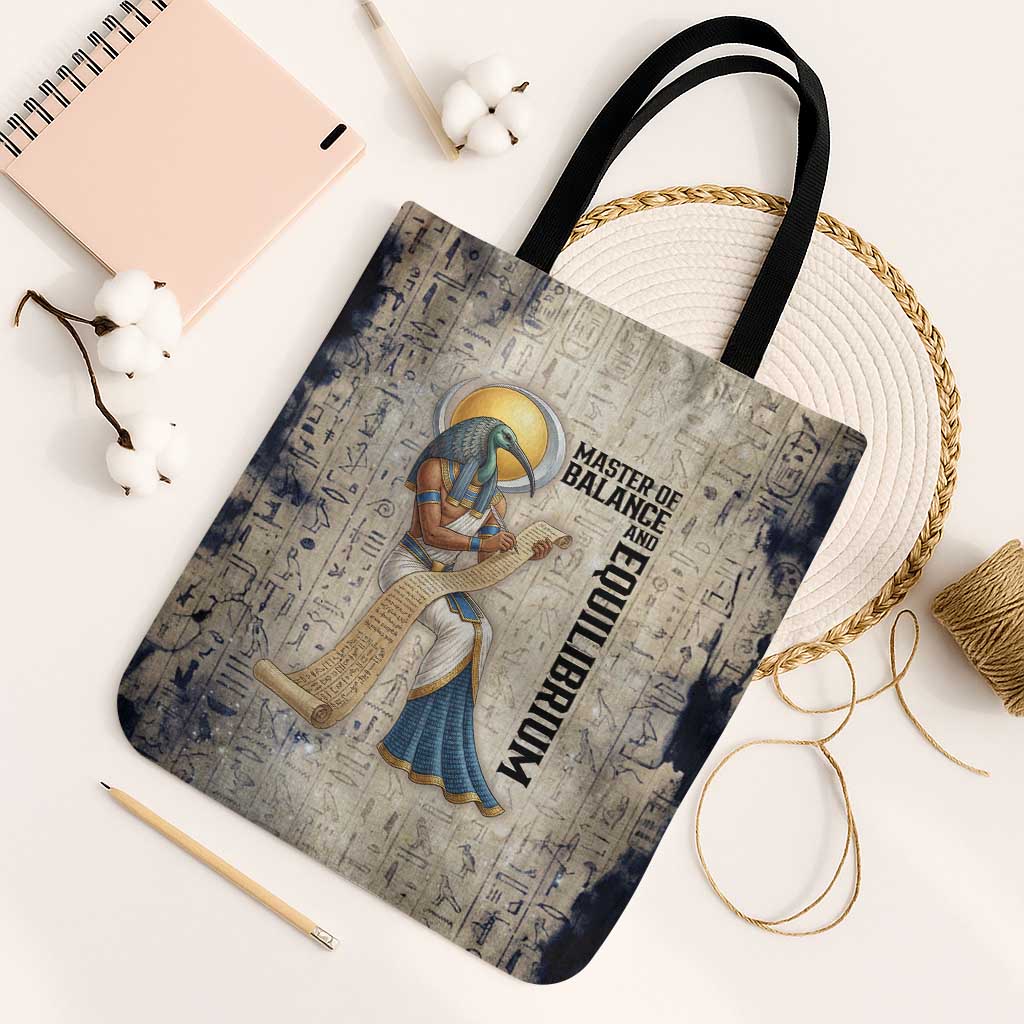 Thoth Tote Bag Ibis Head and Ancient Scroll Egyptian Wisdom