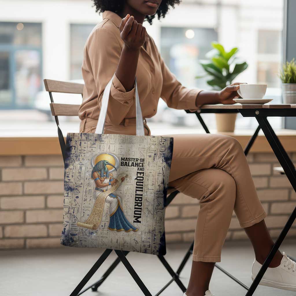 Thoth Tote Bag Ibis Head and Ancient Scroll Egyptian Wisdom