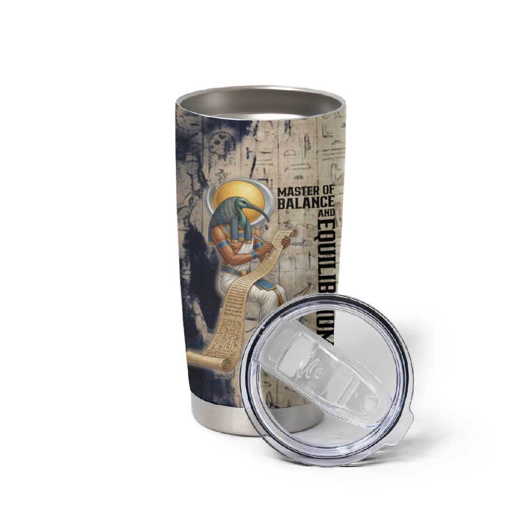 Thoth Tumbler Cup Ibis Head and Ancient Scroll Egyptian Wisdom