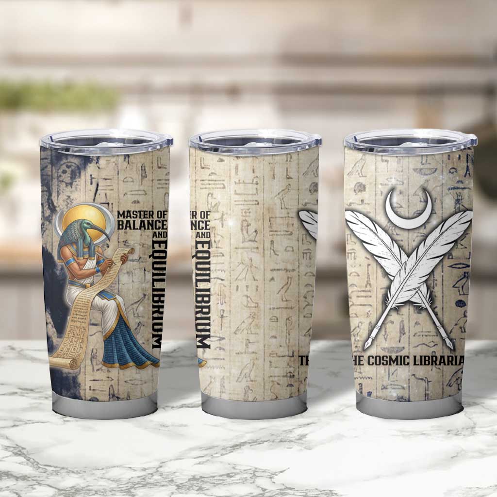 Thoth Tumbler Cup Ibis Head and Ancient Scroll Egyptian Wisdom