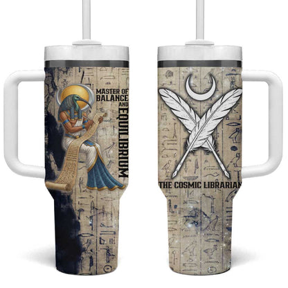 Thoth Tumbler With Handle Ibis Head and Ancient Scroll Egyptian Wisdom