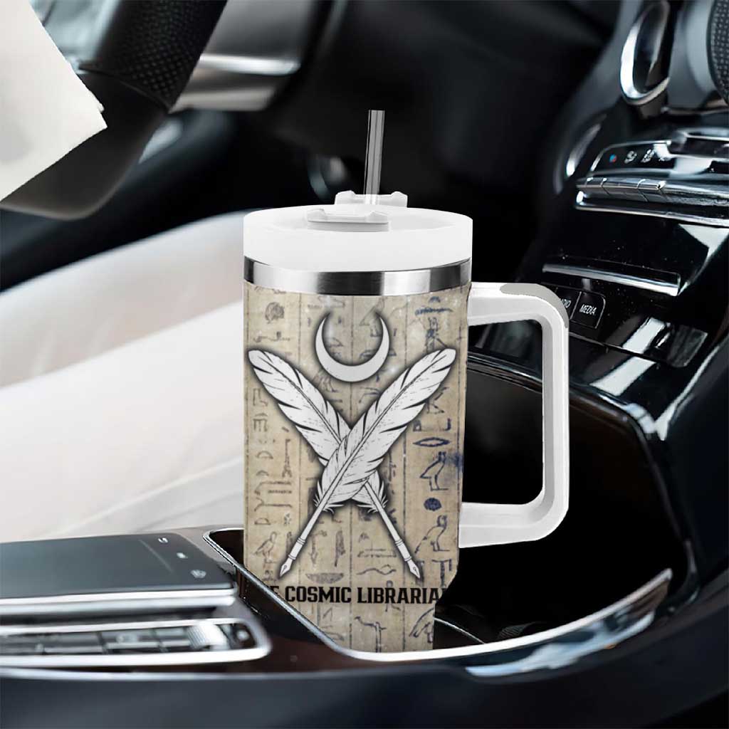 Thoth Tumbler With Handle Ibis Head and Ancient Scroll Egyptian Wisdom