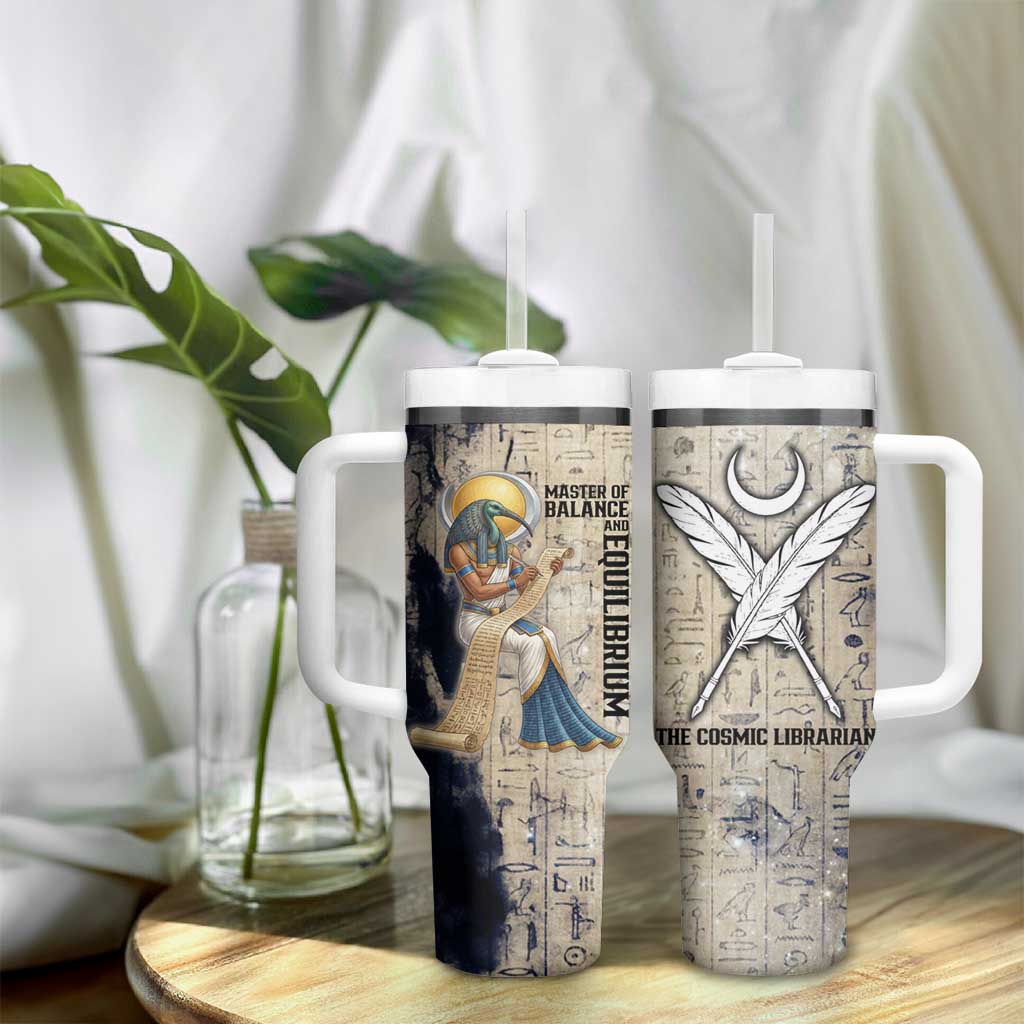 Thoth Tumbler With Handle Ibis Head and Ancient Scroll Egyptian Wisdom