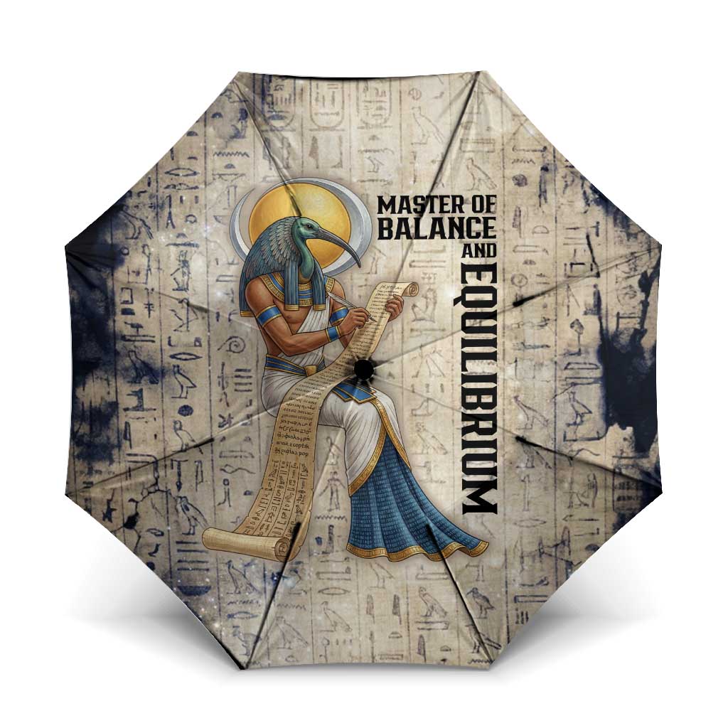 Thoth Umbrella Ibis Head and Ancient Scroll Egyptian Wisdom