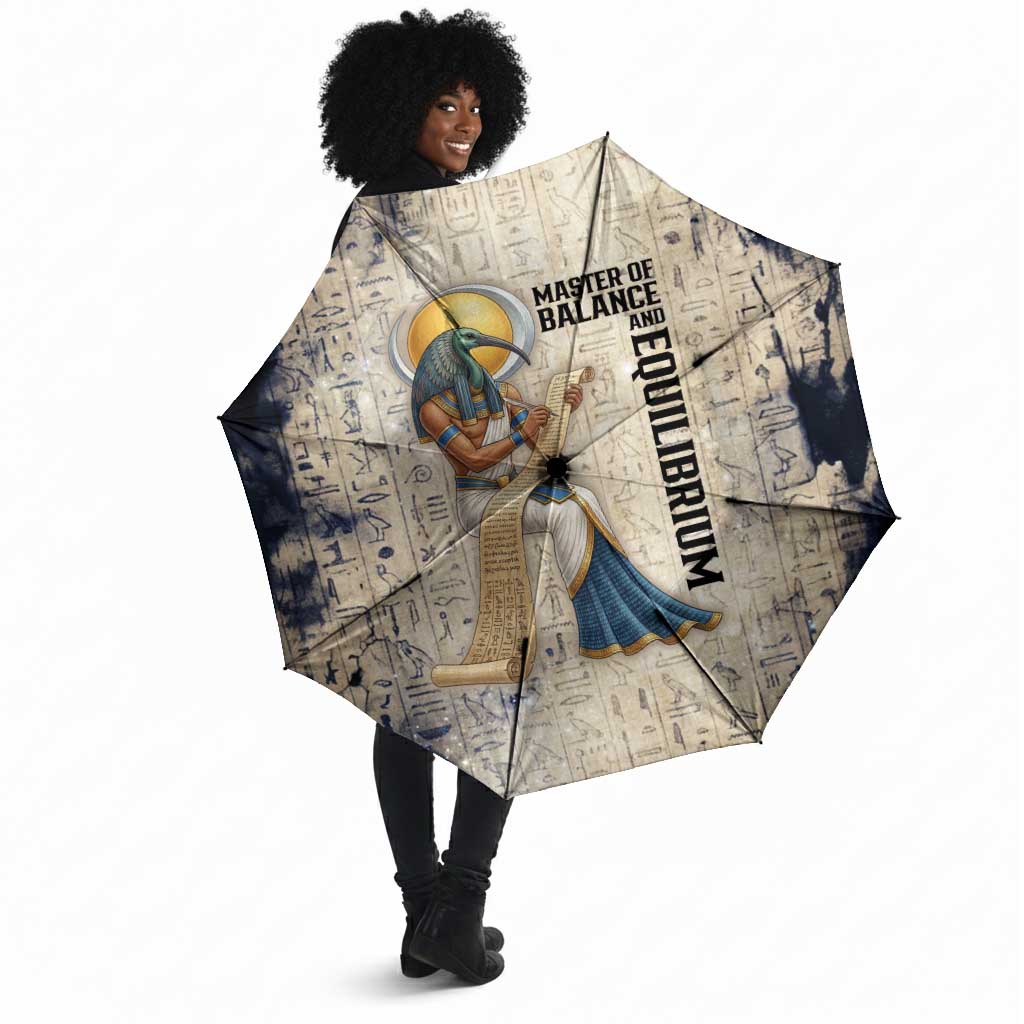 Thoth Umbrella Ibis Head and Ancient Scroll Egyptian Wisdom