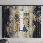 Thoth Window Curtain Ibis Head and Ancient Scroll Egyptian Wisdom