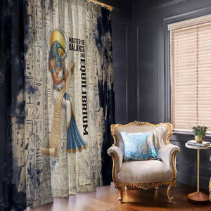 Thoth Window Curtain Ibis Head and Ancient Scroll Egyptian Wisdom
