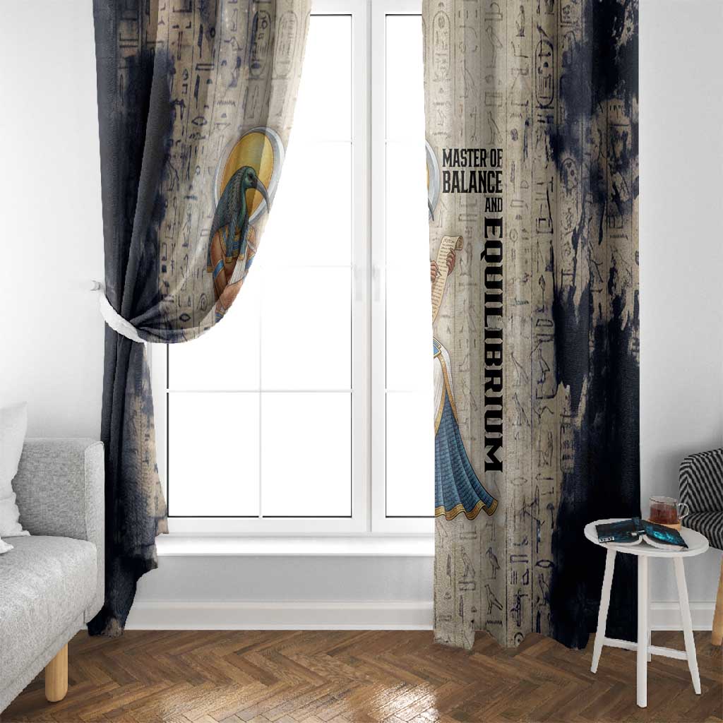 Thoth Window Curtain Ibis Head and Ancient Scroll Egyptian Wisdom