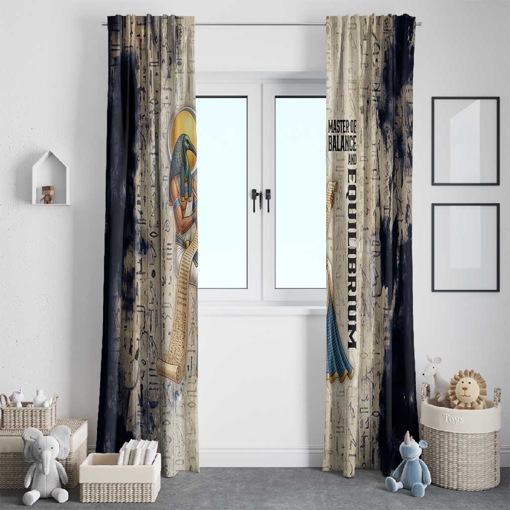 Thoth Window Curtain Ibis Head and Ancient Scroll Egyptian Wisdom