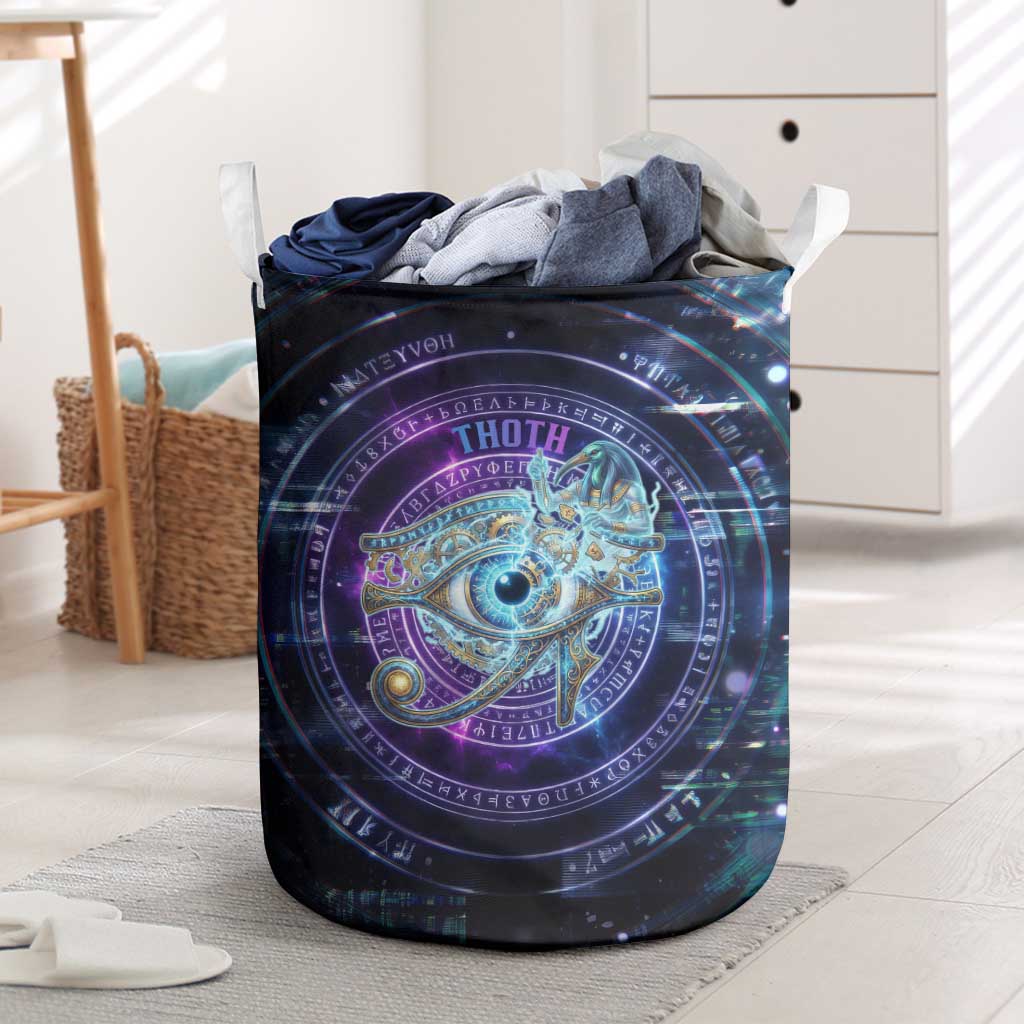 Thoth Ancient Egyptian Cosmic Laundry Basket with Sacred Eye and Baboon Symbol Theme