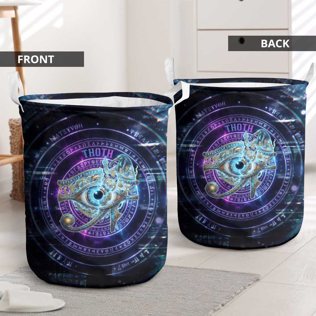 Thoth Ancient Egyptian Cosmic Laundry Basket with Sacred Eye and Baboon Symbol Theme