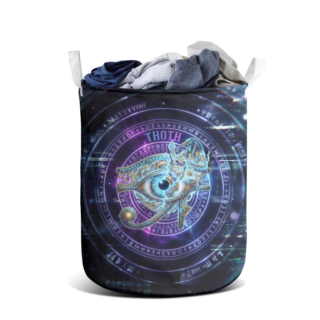 Thoth Ancient Egyptian Cosmic Laundry Basket with Sacred Eye and Baboon Symbol Theme