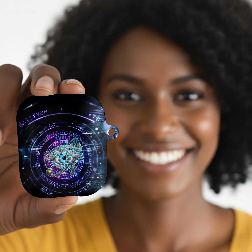 Thoth Ancient Egyptian Cosmic AirPods Case with Sacred Eye and Baboon Symbol Theme