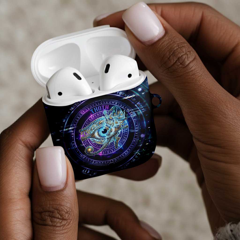 Thoth Ancient Egyptian Cosmic AirPods Case with Sacred Eye and Baboon Symbol Theme