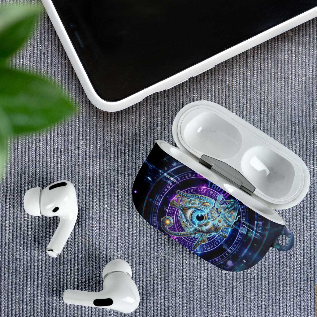 Thoth Ancient Egyptian Cosmic AirPods Case with Sacred Eye and Baboon Symbol Theme