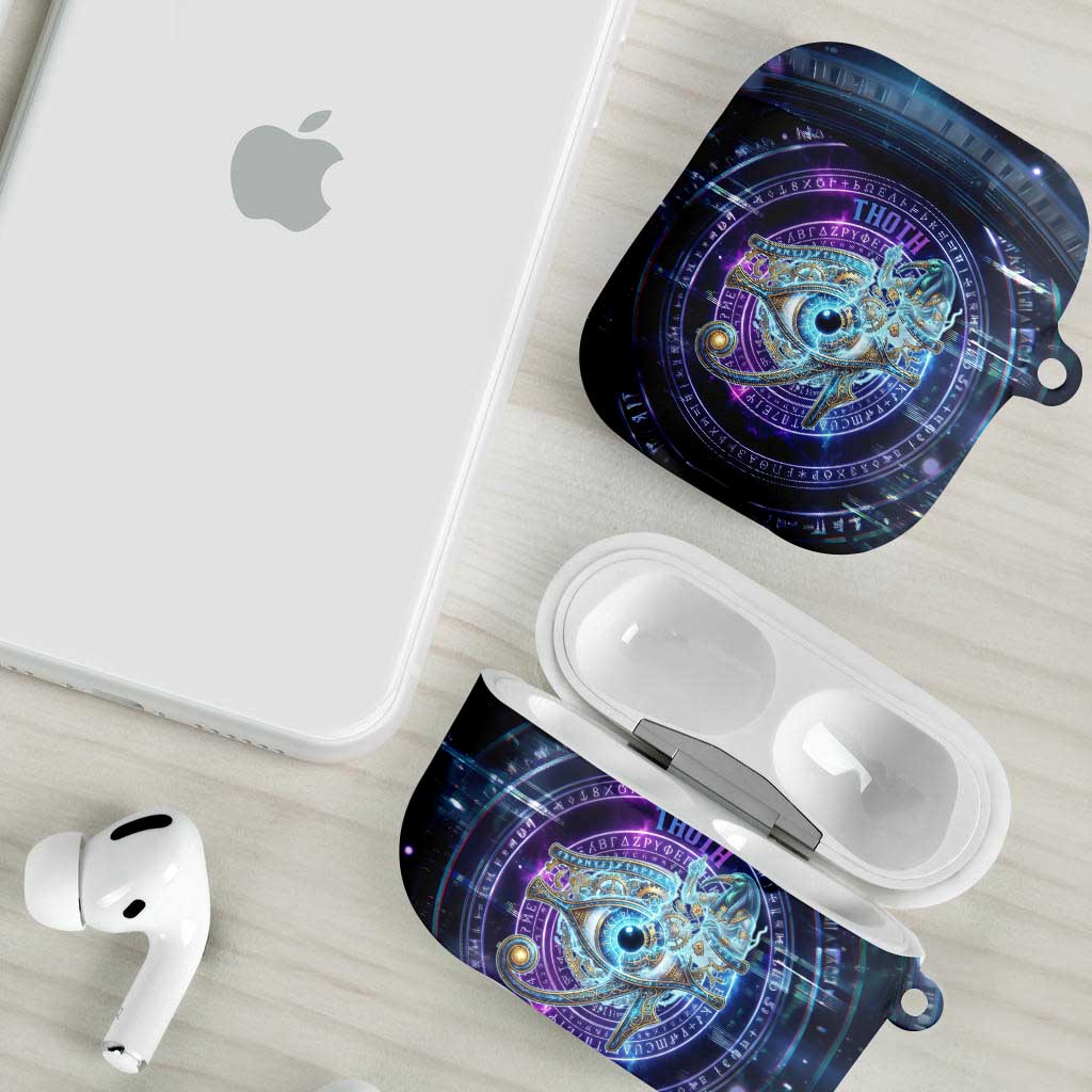 Thoth Ancient Egyptian Cosmic AirPods Case with Sacred Eye and Baboon Symbol Theme