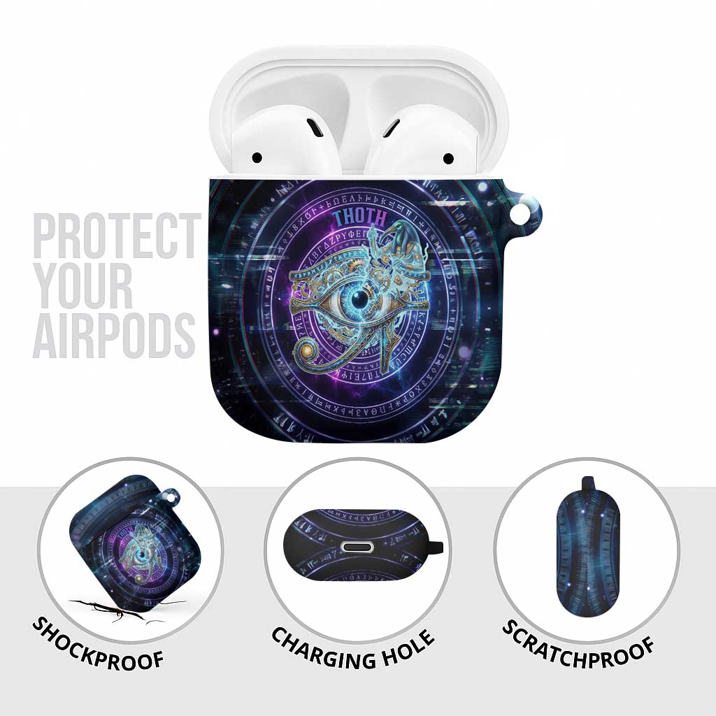 Thoth Ancient Egyptian Cosmic AirPods Case with Sacred Eye and Baboon Symbol Theme