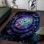 Thoth Ancient Egyptian Cosmic Area Rug with Sacred Eye and Baboon Symbol Theme