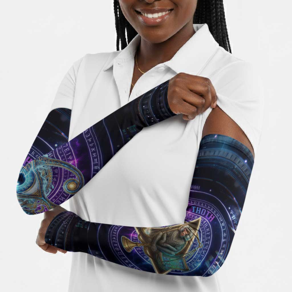 Thoth Ancient Egyptian Cosmic Arm Sleeves with Sacred Eye and Baboon Symbol Theme