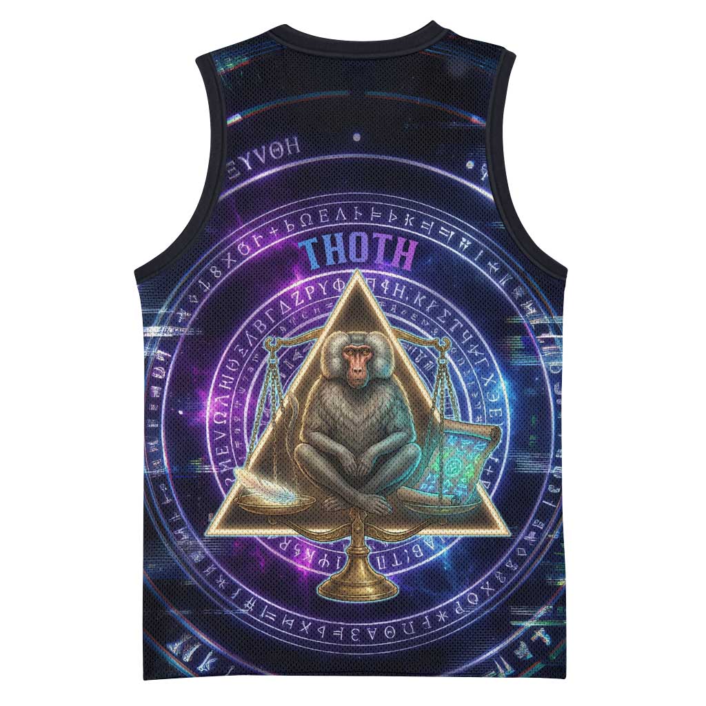 Thoth Ancient Egyptian Cosmic Basketball Jersey with Sacred Eye and Baboon Symbol Theme
