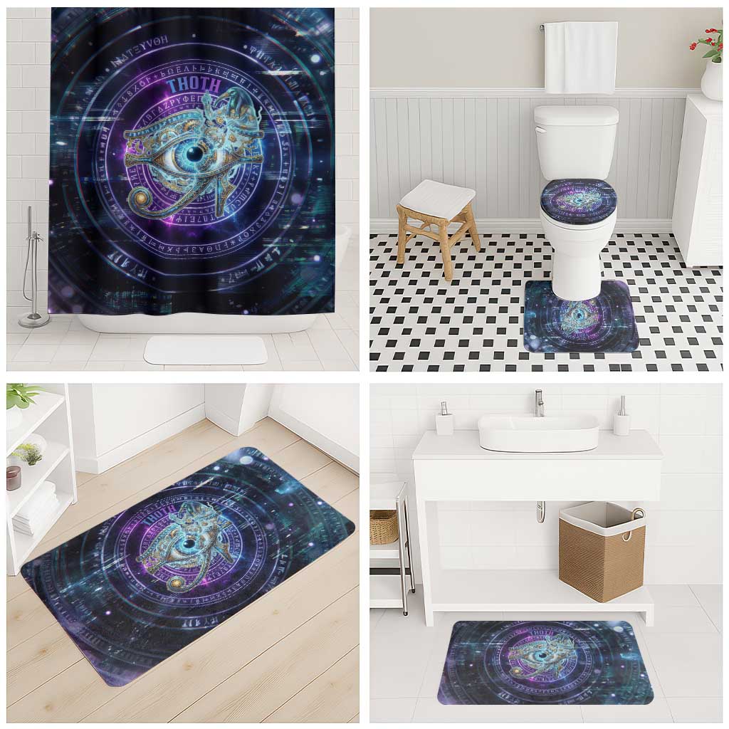Thoth Ancient Egyptian Cosmic Bathroom Set with Sacred Eye and Baboon Symbol Theme