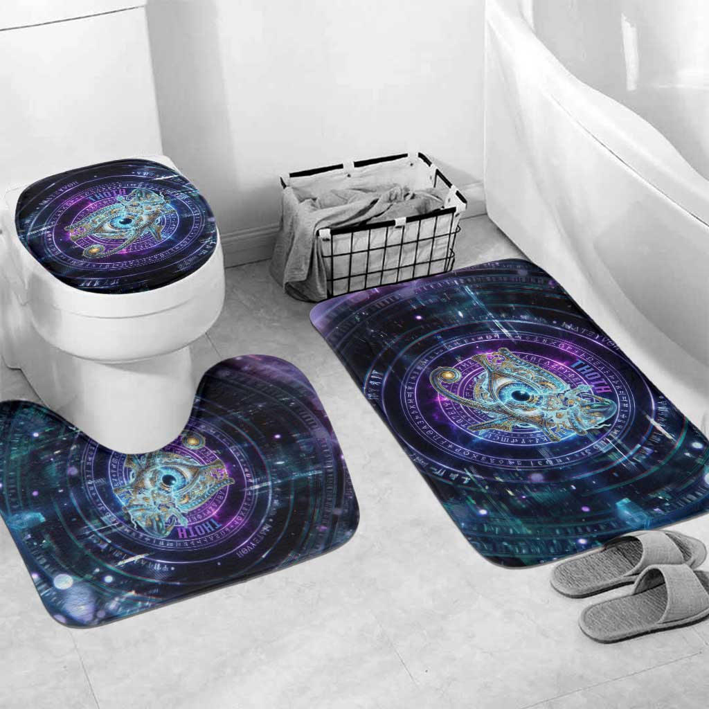 Thoth Ancient Egyptian Cosmic Bathroom Set with Sacred Eye and Baboon Symbol Theme