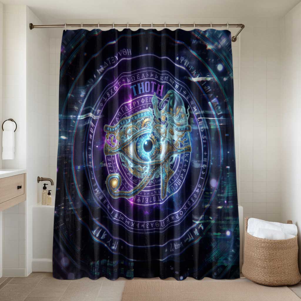 Thoth Ancient Egyptian Cosmic Bathroom Set with Sacred Eye and Baboon Symbol Theme