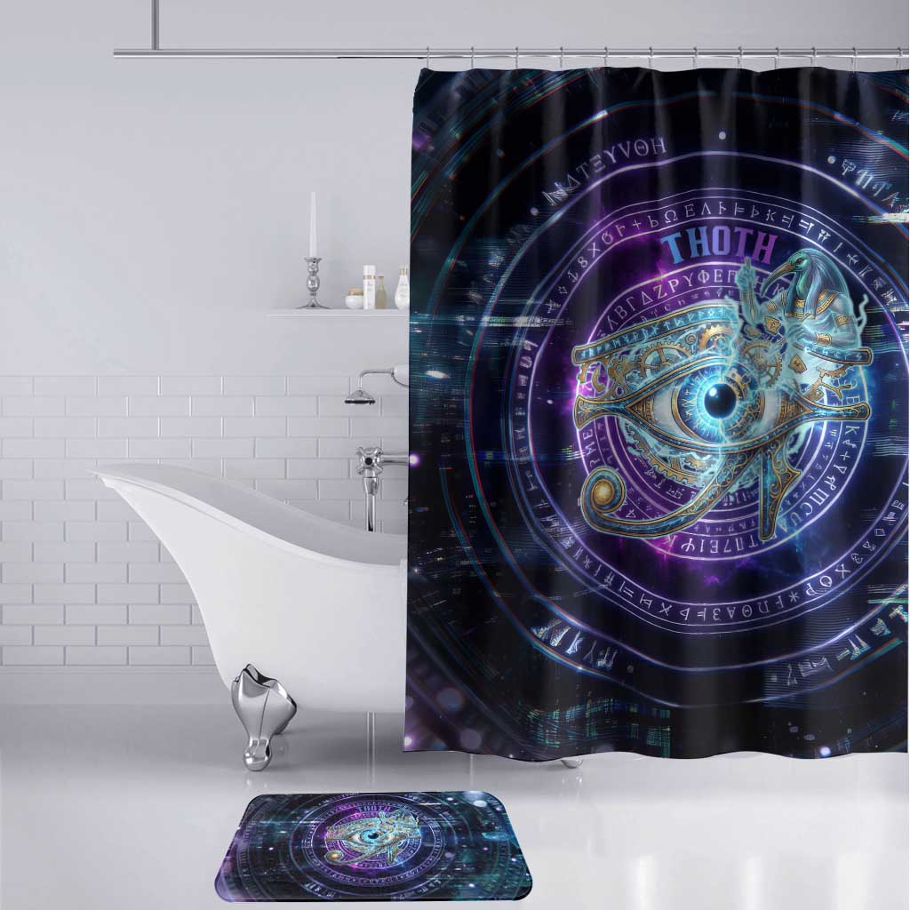 Thoth Ancient Egyptian Cosmic Bathroom Set with Sacred Eye and Baboon Symbol Theme